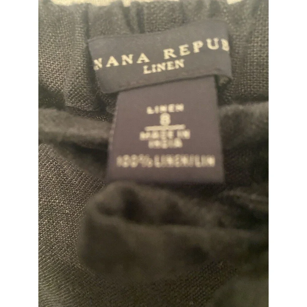 Banana Republic Pants Womens 8 Navy Linen Drawstring Waist Relaxed Casual